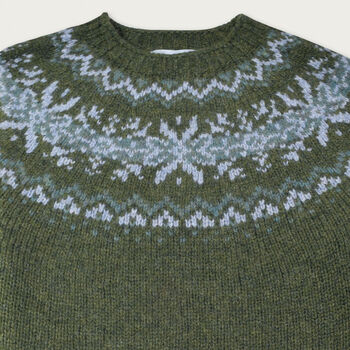 T Lab Robbie Forest Green Fair Isle Lambswool Jumper, 4 of 5