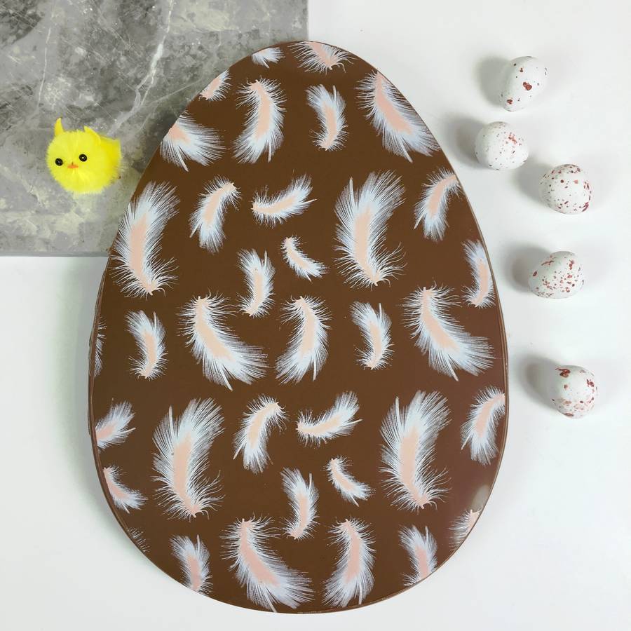 Large Dark Or Milk Chocolate Easter Egg With Feathers By Cocoapod