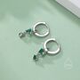 Double Emerald Green Cz Huggie Hoop Earrings, thumbnail 1 of 11