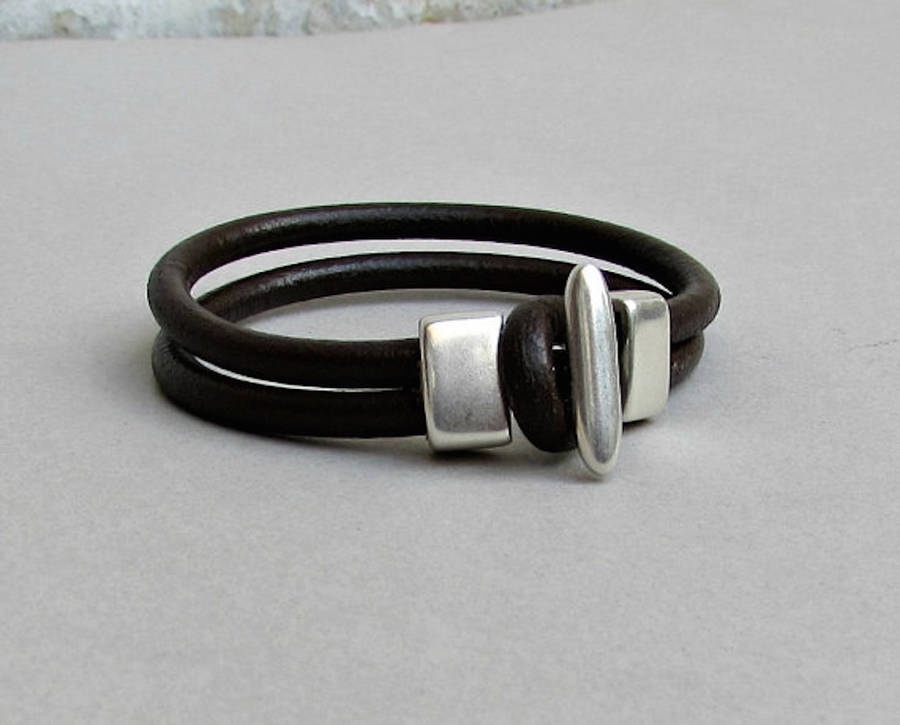 Plutus Silver Plated Leather Mens Bracelet By Bobby Rocks