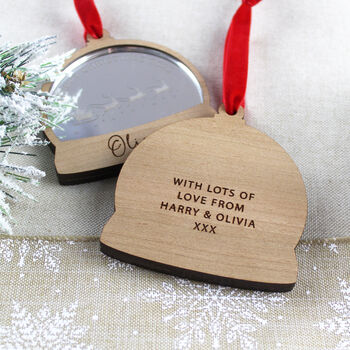 Baby's First Christmas Snow Globe Style Personalised Bauble, 5 of 6