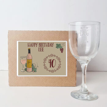 Personalised 40th Birthday Engraved Wine Glass Gift, 2 of 7