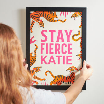 Personalised Stay Fierce Tiger Typography Print, 4 of 6