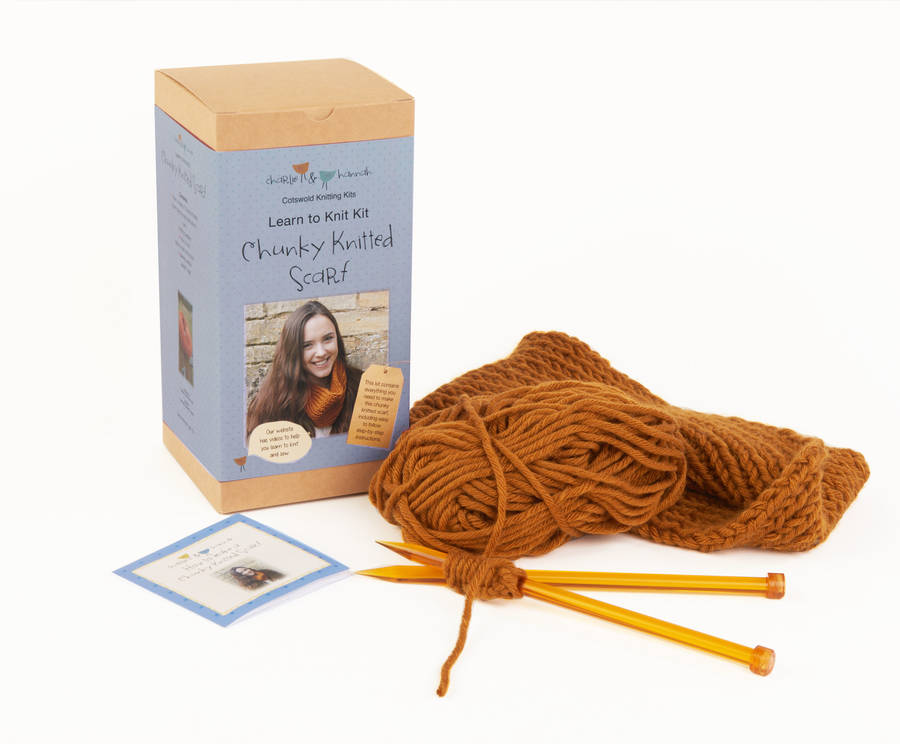 chunky scarf 'learn to knit' kit by charlie&hannah