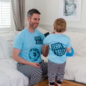 Personalised Daddy And Me Matching Football Pyjamas Set, 11 of 12