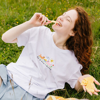 Crisps And Anxiety Embroidered T Shirt, 5 of 9