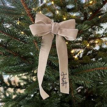 Personalised Velvet Bow Ribbon Tree Decoration, 2 of 2