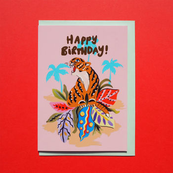 Happy Birthday Tiger Gold Foiled Card, 2 of 2