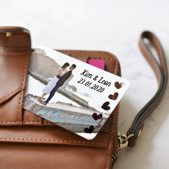 Personalised Photo With Text Heart Metal Wallet Card, 2 of 4