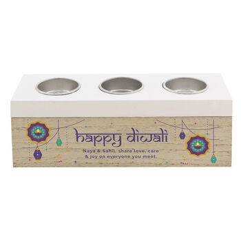 Personalised Diwali Triple Tealight Box Tealight Holder, 6 of 6