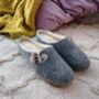 Grey Felt Mule Slippers With Cream Leather Details, thumbnail 9 of 9