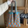 Knitted Checkered Tote Bag, thumbnail 6 of 7