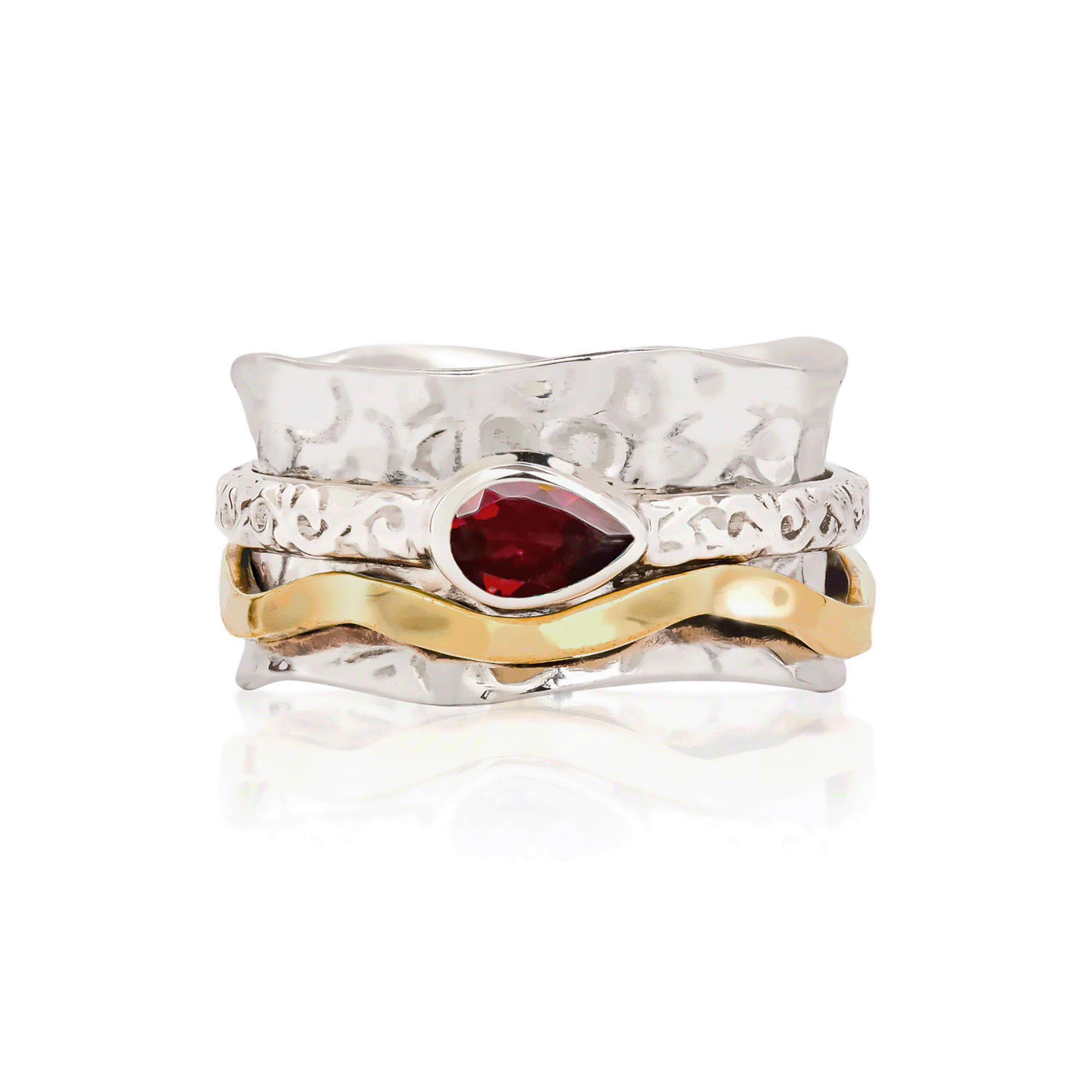 Personalised Birthstone Aura Magic Mixed Metal Spinning Ring, thumbnail 3 of 12