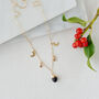 Gold Plated Black Obsidian Moon And Stars Necklace, thumbnail 1 of 5