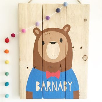 Personalised 'Oh Hello Bear' On Reclaimed Wood, 3 of 12