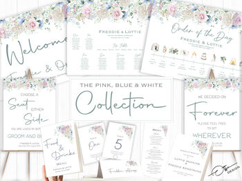 Wedding Choose A Seat Sign Pink, Blue White Florals, 5 of 5