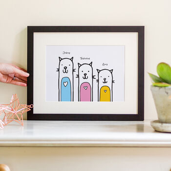 Family Cats Print Personalised, 3 of 8