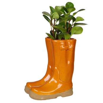 Large Sunset Orange Personalised Welly Boots Planter, 2 of 10