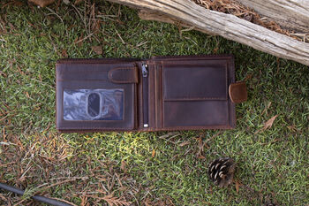 Personalised Brown Leather Wallet Trifold Rfid, 7 of 11