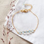 Garnet Gemstone Bar 18 K Gold Plated Chain Bracelet, thumbnail 8 of 12