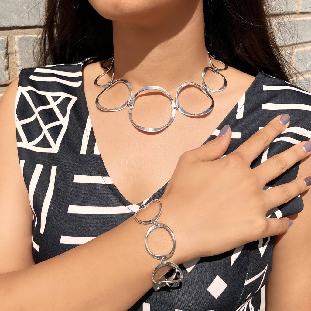 Chunky Sterling Silver Statement Circle Necklace By Otis Jaxon