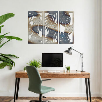 Contemporary Metal Tropical Leaf Wall Art For Modern Living Room Decor, 8 of 10