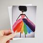 Birthday Card Girl Rainbow Dress Dancer Afro Hair, thumbnail 1 of 6