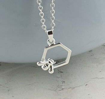 Silver Honey Bee Mothers Day Hexagon Pendant, 3 of 6