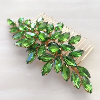 Green Crystal Hair Comb, 4 of 5