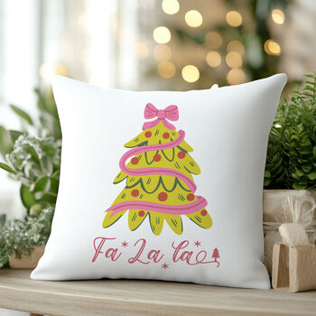 Fa La La Tree Christmas Cushion, 3 of 4