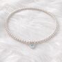 March Heart Birthstone Bracelet Sterling Silver Aquamarine, thumbnail 3 of 12