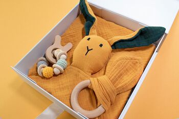 Bunny Muslin New Baby Gift Set In Keepsake Box, 3 of 12