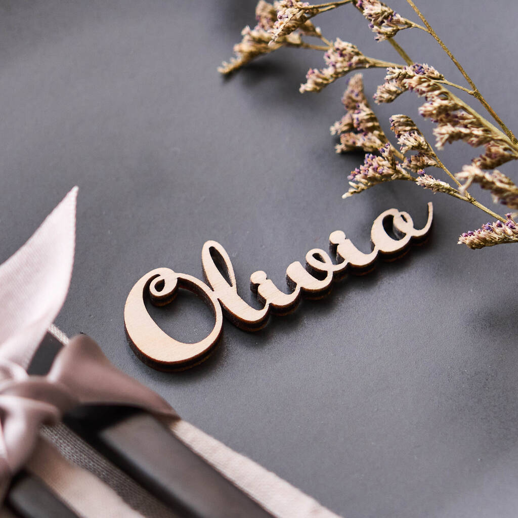Personalised Wooden Wedding Name Place Setting, 1 of 5