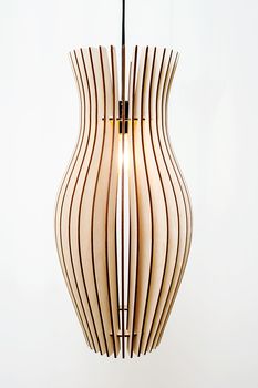 Hourglass Wooden Lampshade Ceiling Light, 2 of 3
