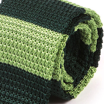 Light Green Duo Striped Silk Knitted Tie, 2 of 3