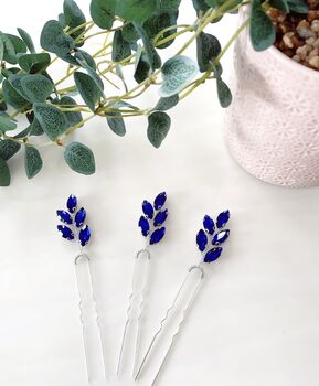 'Aria' Royal Blue Crystal Hair Pins, 2 of 4