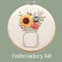 Vase Of Flowers With Sunflowers And Bee Beginner Embroidery Kit, Hand Embroidery, thumbnail 1 of 6
