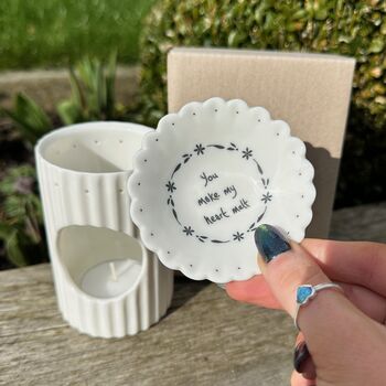 Wax Melt Porcelain Burner You Make My Heart Melt, 5 of 7