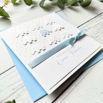 Handmade New Baby Card. Elephant Theme. New Baby Boy, 10 of 12