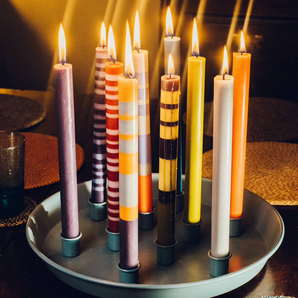 british colour standard striped eco dinner candles by british colour