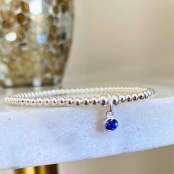 Sterling Silver September Birthstone Beaded Stretch Bracelet, 2 of 5