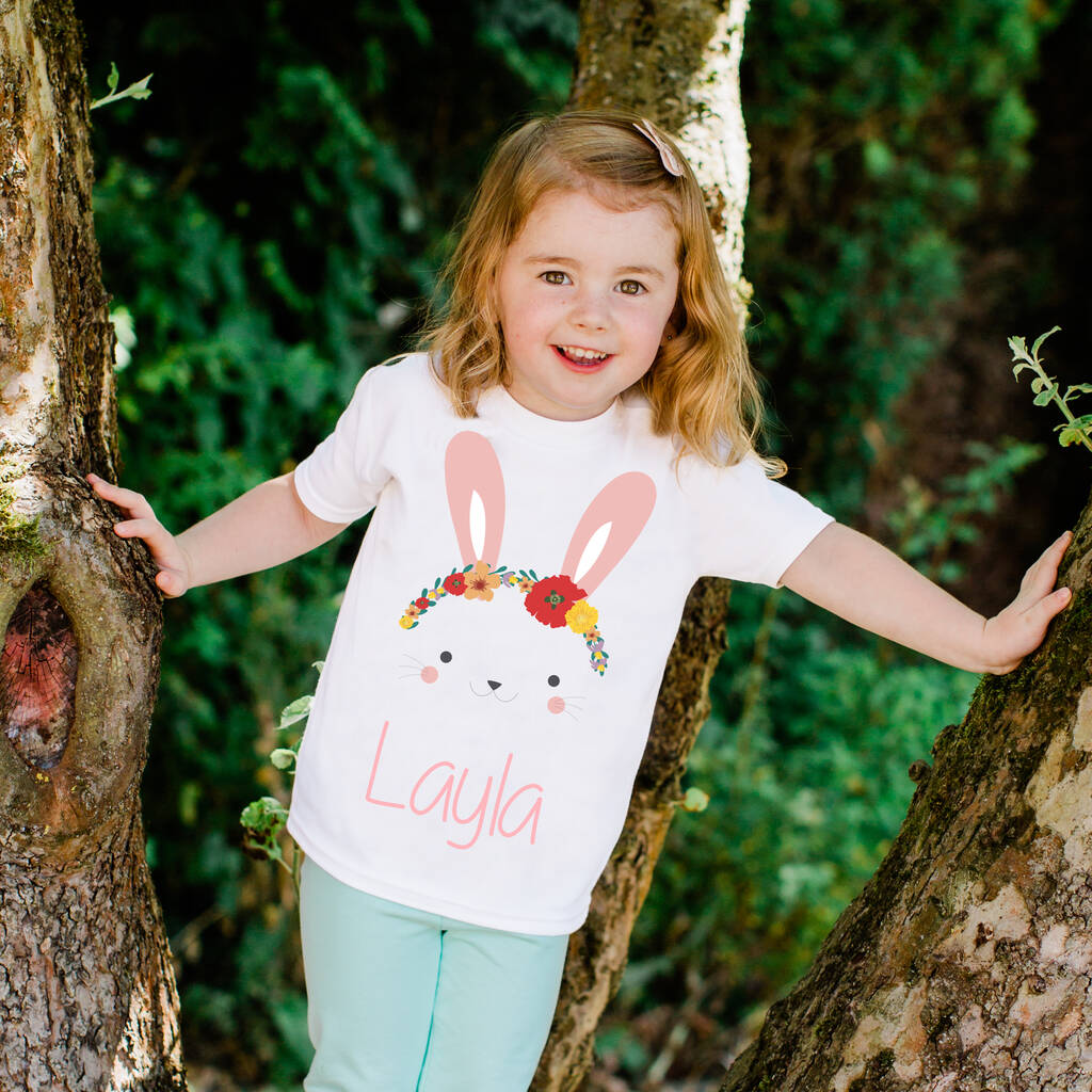 Personalised Bunny Girls Kids Top / T Shirt, 1 of 2