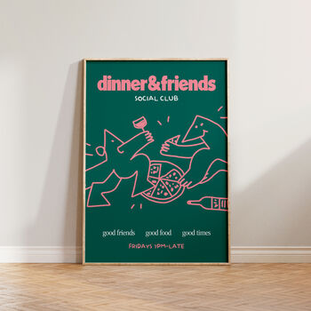 Dinner And Friends Social Club Illustration Print, 4 of 9