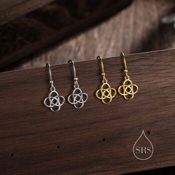 Sterling Silver Celtic Knot Drop Hook Earrings, 2 of 11