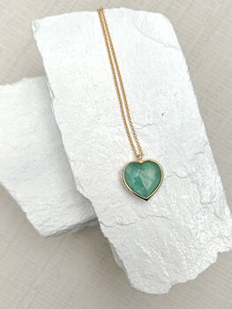 Fluorite Puff Heart Gold Plated Necklace, 4 of 7
