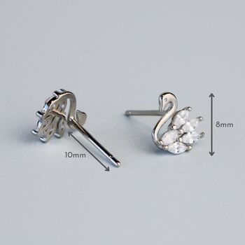 Sterling Silver Crystal Swan Stud Earrings, 4 of 6