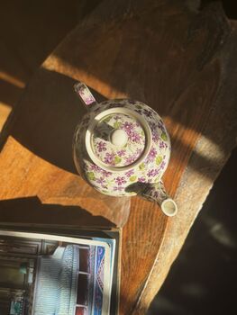 Two Cup Teapot In Ditsy Violet Chintz Design, 7 of 8