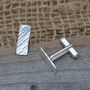 Rectangular Textured Cufflinks In Sterling Silver, thumbnail 2 of 4