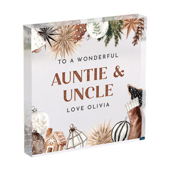 Christmas Acrylic Plaque Gift Auntie And Uncle, 4 of 4