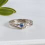 Dainty Diamond And Sapphire 18ct Gold Trilogy Ring, thumbnail 3 of 7